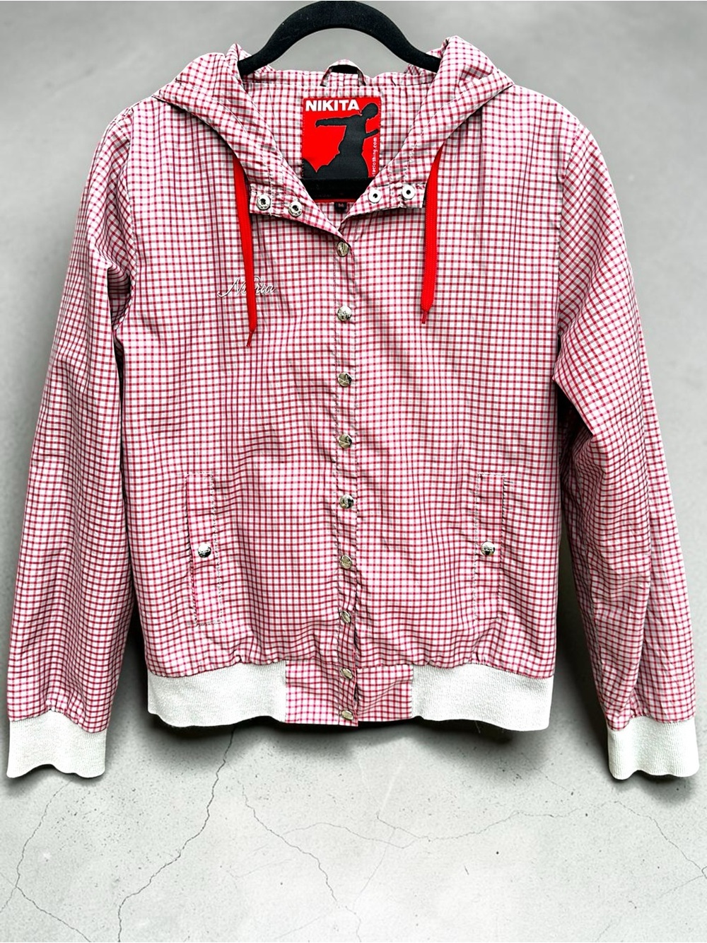 Nikita Red Gingham Nylon Windbreaker Jacket - Women's M - Y2K Gorpcore